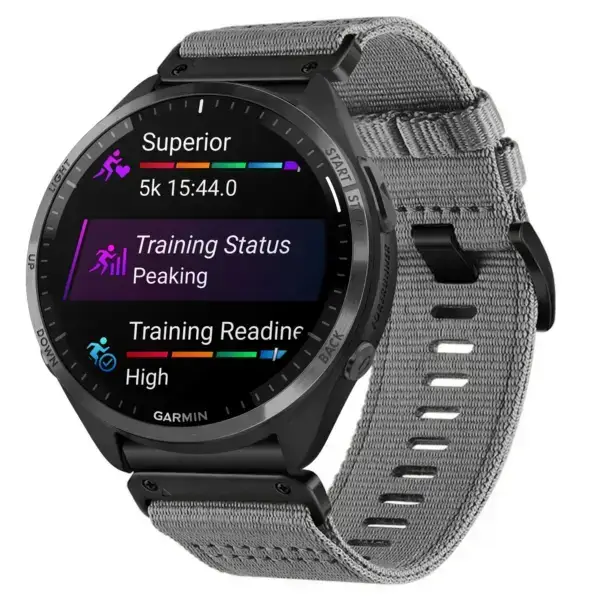 g.ny200.7 Main Grey Slate Pro Seatbelt Two Piece Watch Band Strap for Garmin Forerunner 965