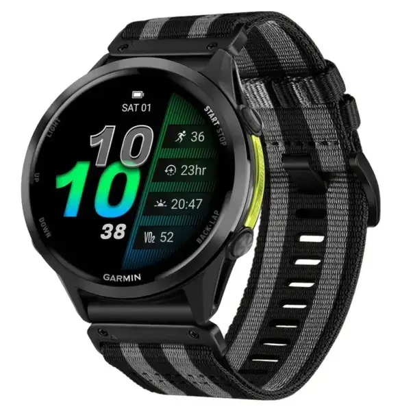 g.ny200.1.7 Main Black and Grey Bond Pro Seatbelt Two Piece Watch Band Strap for Garmin Forerunner 970