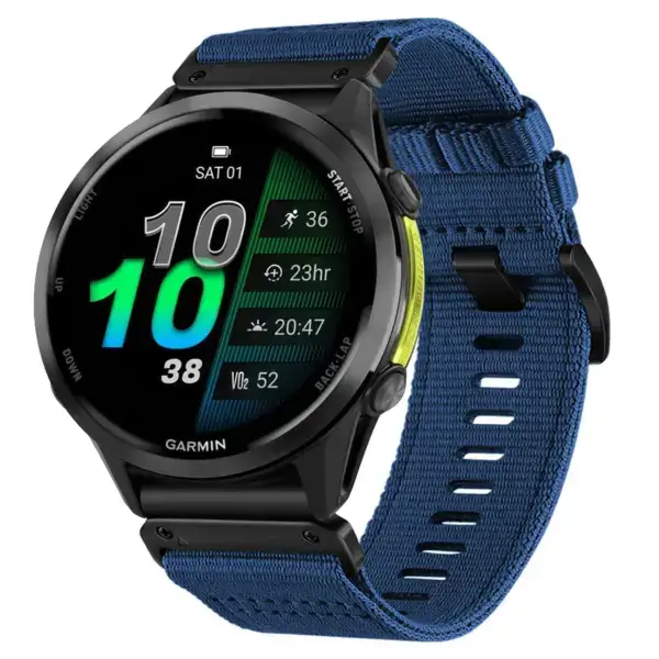 g.ny200.5 Main Navy Blue Pro Seatbelt Two Piece Watch Band Strap for Garmin Forerunner 970