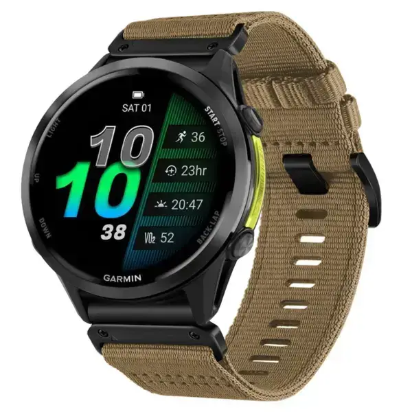 g.ny200.17 Main Khaki Camel Pro Seatbelt Two Piece Watch Band Strap for Garmin Forerunner 970