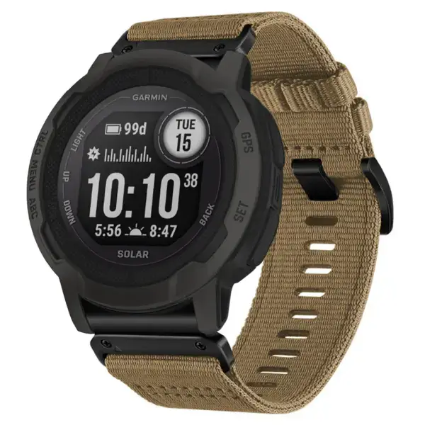 g.ny200.17 Main Khaki Camel Pro Seatbelt Two Piece Watch Band Strap for Garmin Instinct 2