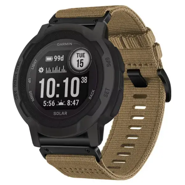g.ny200.17 Main Khaki Camel Pro Seatbelt Two Piece Watch Band Strap for Garmin Instinct 2X