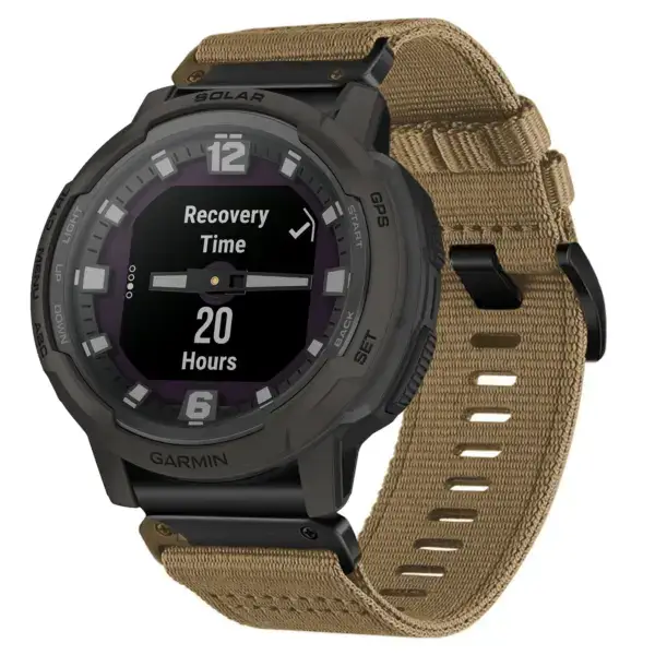 g.ny200.17 Main Khaki Camel Pro Seatbelt Two Piece Watch Band Strap for Garmin Instinct Crossover