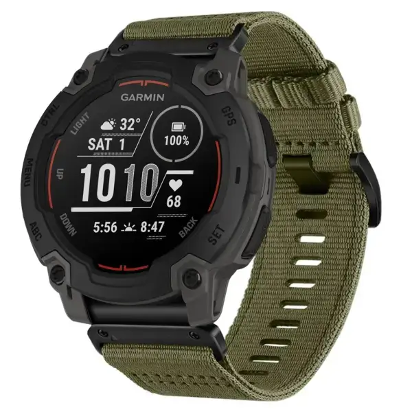g.ny200.17 Main Cargo Green Pro Seatbelt Two Piece Watch Band Strap for Garmin Instinct E – 45mm