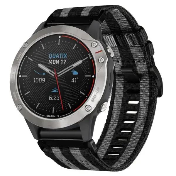 g.ny200.1.7 Main Black and Grey Bond Pro Seatbelt Two Piece Watch Band Strap for Garmin Quatix 3