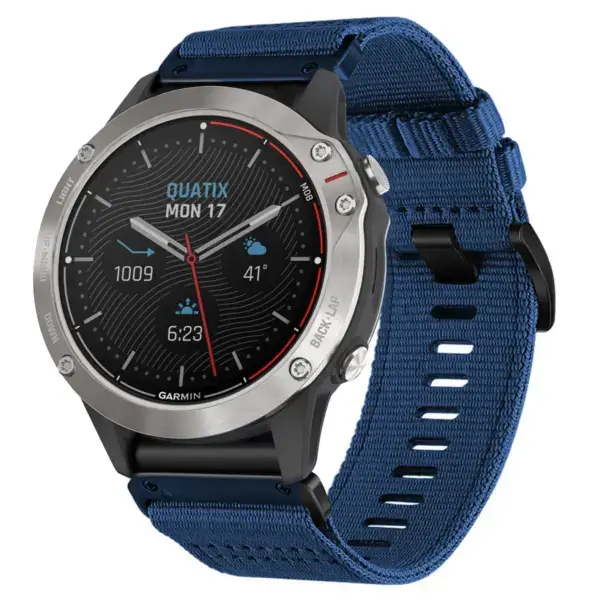 g.ny200.5 Main Navy Blue Pro Seatbelt Two Piece Watch Band Strap for Garmin Quatix 3