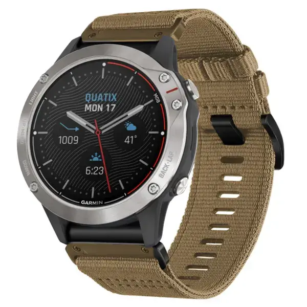 g.ny200.17 Main Khaki Camel Pro Seatbelt Two Piece Watch Band Strap for Garmin Quatix 3