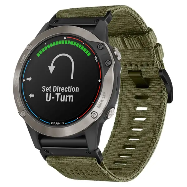 g.ny200.17 Main Cargo Green Pro Seatbelt Two Piece Watch Band Strap for Garmin Quatix 6
