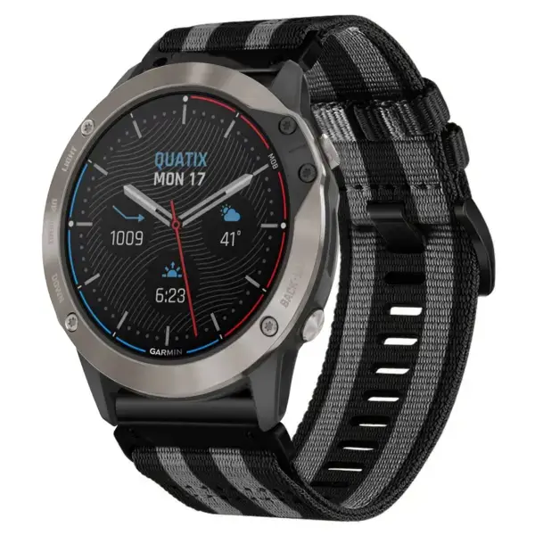g.ny200.1.7 Main Black and Grey Bond Pro Seatbelt Two Piece Watch Band Strap for Garmin Quatix 6X