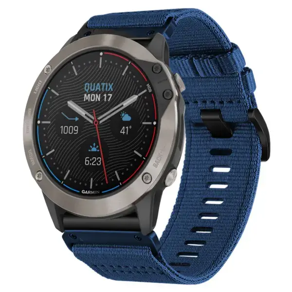 g.ny200.5 Main Navy Blue Pro Seatbelt Two Piece Watch Band Strap for Garmin Quatix 6X