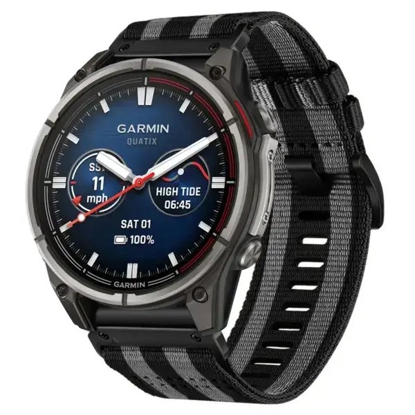 g.ny200.1.7 Main Black and Grey Bond Pro Seatbelt Two Piece Watch Band Strap for Garmin Quatix 7