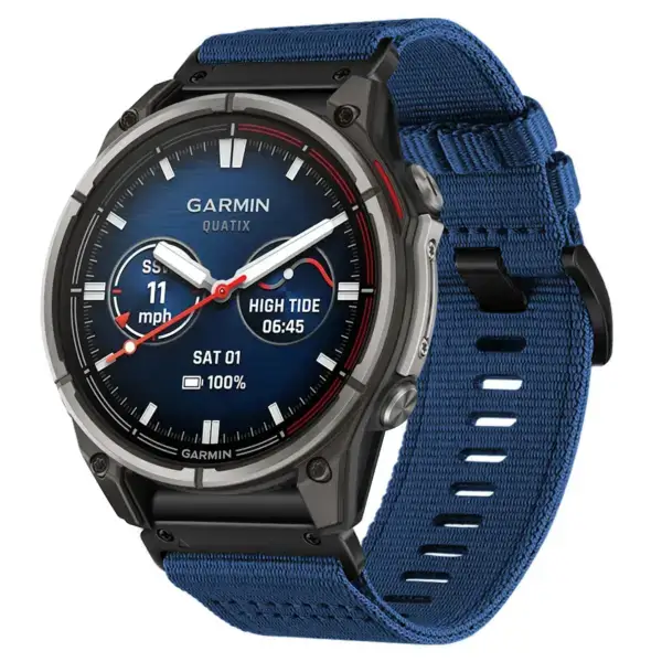 g.ny200.5 Main Navy Blue Pro Seatbelt Two Piece Watch Band Strap for Garmin Quatix 7