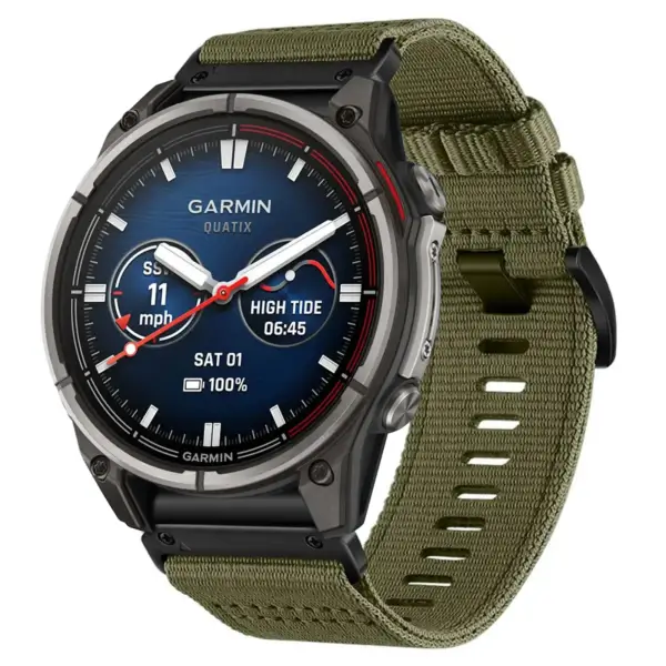 g.ny200.17 Main Cargo Green Pro Seatbelt Two Piece Watch Band Strap for Garmin Quatix 7