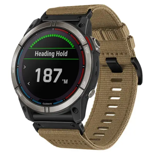 g.ny200.17 Main Khaki Camel Pro Seatbelt Two Piece Watch Band Strap for Garmin Quatix 7X