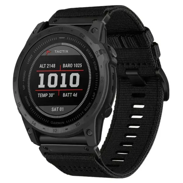 g.ny200.1 Main Midnight Black Pro Seatbelt Two Piece Watch Band Strap for Garmin Tactix 7