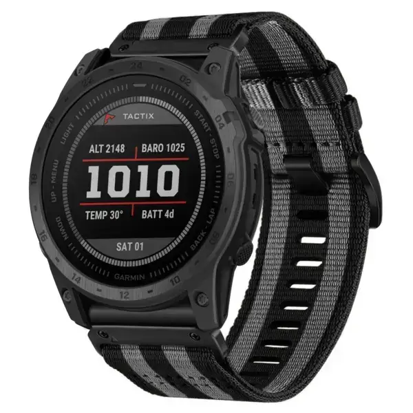 g.ny200.1.7 Main Black and Grey Bond Pro Seatbelt Two Piece Watch Band Strap for Garmin Tactix 7
