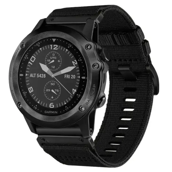 g.ny200.1 Main Midnight Black Pro Seatbelt Two Piece Watch Band Strap for Garmin Tactix Bravo