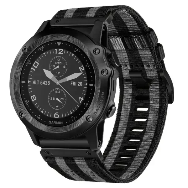 g.ny200.1.7 Main Black and Grey Bond Pro Seatbelt Two Piece Watch Band Strap for Garmin Tactix Bravo