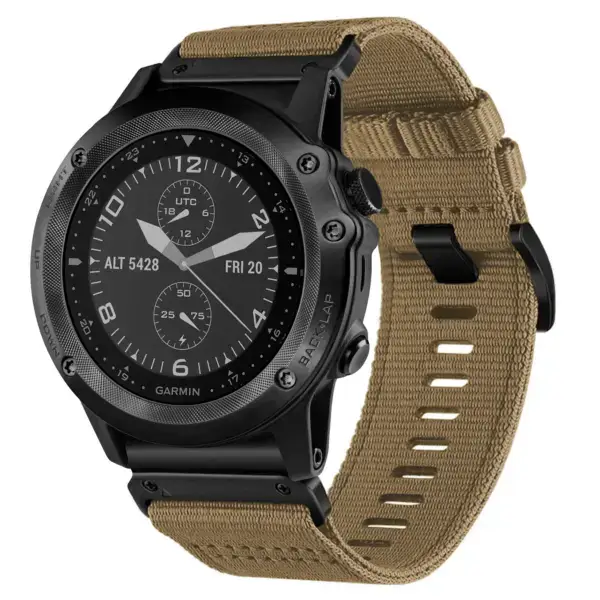 g.ny200.17 Main Khaki Camel Pro Seatbelt Two Piece Watch Band Strap for Garmin Tactix Bravo