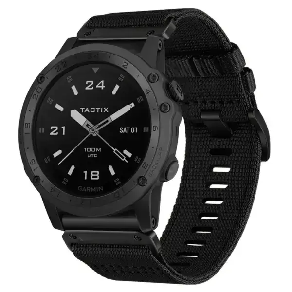 g.ny200.1 Main Midnight Black Pro Seatbelt Two Piece Watch Band Strap for Garmin Tactix Charlie