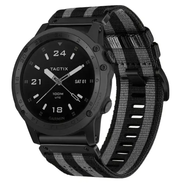 g.ny200.1.7 Main Black and Grey Bond Pro Seatbelt Two Piece Watch Band Strap for Garmin Tactix Charlie