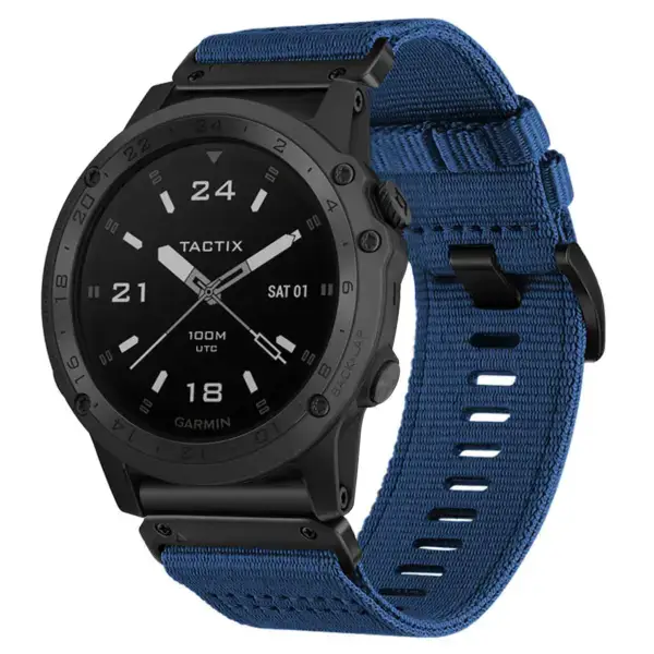 g.ny200.5 Main Navy Blue Pro Seatbelt Two Piece Watch Band Strap for Garmin Tactix Charlie