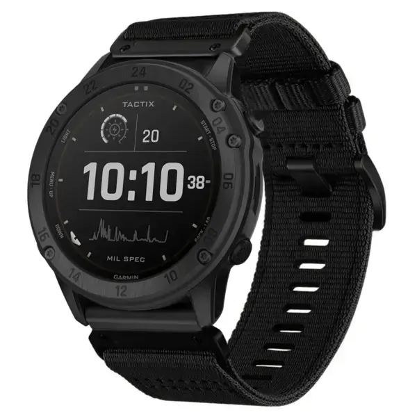 g.ny200.1 Main Midnight Black Pro Seatbelt Two Piece Watch Band Strap for Garmin Tactix Delta