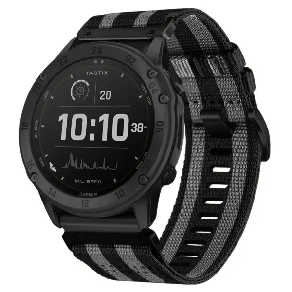g.ny200.1.7 Main Black and Grey Bond Pro Seatbelt Two Piece Watch Band Strap for Garmin Tactix Delta