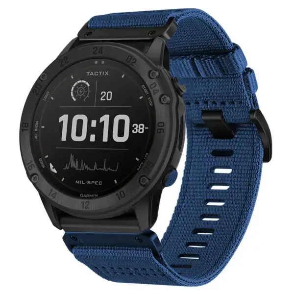 g.ny200.5 Main Navy Blue Pro Seatbelt Two Piece Watch Band Strap for Garmin Tactix Delta