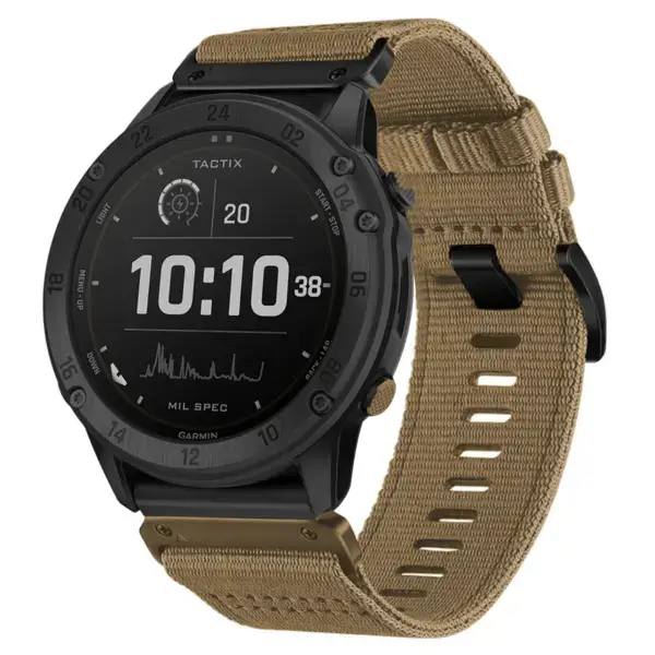 g.ny200.17 Main Khaki Camel Pro Seatbelt Two Piece Watch Band Strap for Garmin Tactix Delta