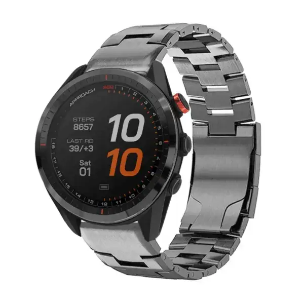 g.m14.gb Main Gunmetal StrapsCo Vented Titanium Bracelet for Garmin Approach S62