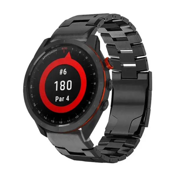 g.m14.mb Main Black StrapsCo Vented Titanium Bracelet for Garmin Approach S70 – 47mm