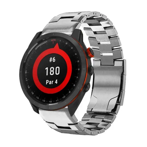 g.m14.ss Main Silver StrapsCo Vented Titanium Bracelet for Garmin Approach S70 – 47mm