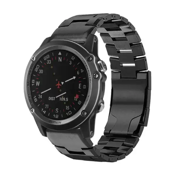 g.m14.mb Main Black StrapsCo Vented Titanium Bracelet for Garmin D2 Bravo