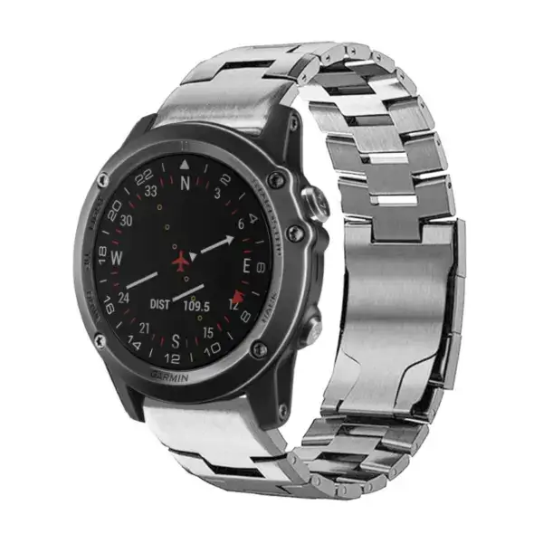 g.m14.ss Main Silver StrapsCo Vented Titanium Bracelet for Garmin D2 Bravo
