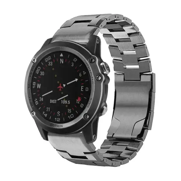 g.m14.gb Main Gunmetal StrapsCo Vented Titanium Bracelet for Garmin D2 Bravo