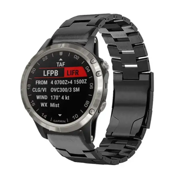 g.m14.mb Main Black StrapsCo Vented Titanium Bracelet for Garmin D2 Charlie