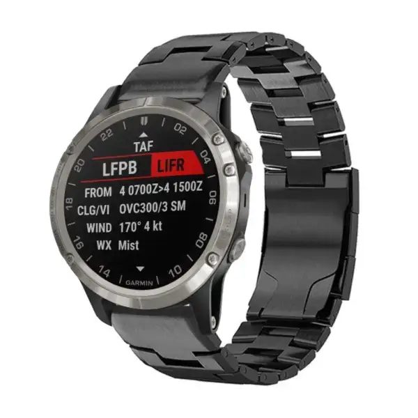 g.m14.mb Main Black StrapsCo Vented Titanium Bracelet for Garmin D2 Delta