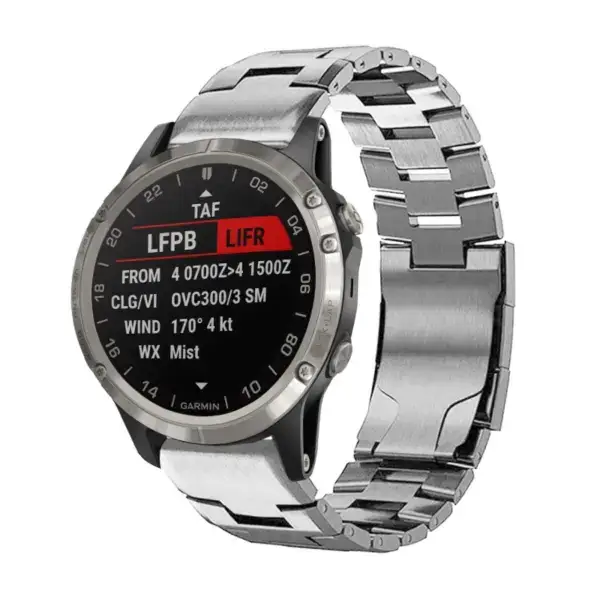 g.m14.ss Main Silver StrapsCo Vented Titanium Bracelet for Garmin D2 Delta