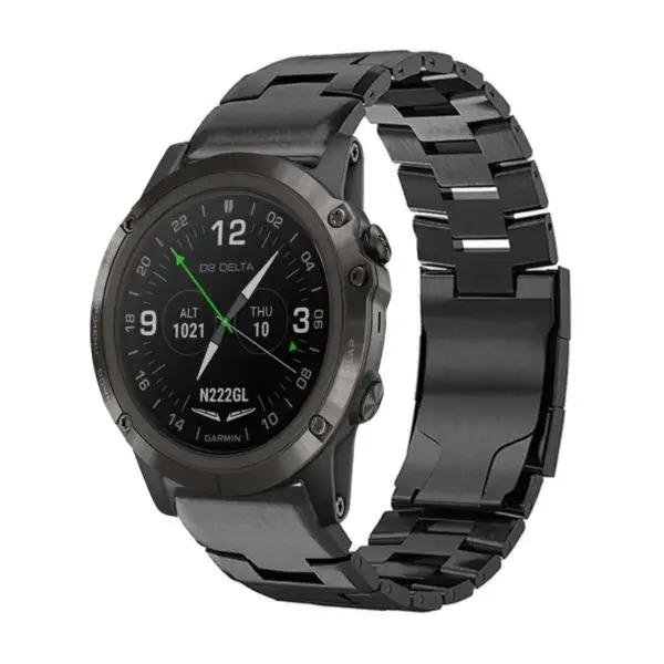 g.m14.mb Main Black StrapsCo Vented Titanium Bracelet for Garmin D2 Delta PX
