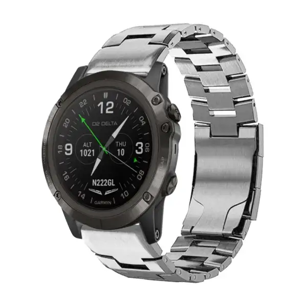g.m14.ss Main Silver StrapsCo Vented Titanium Bracelet for Garmin D2 Delta PX