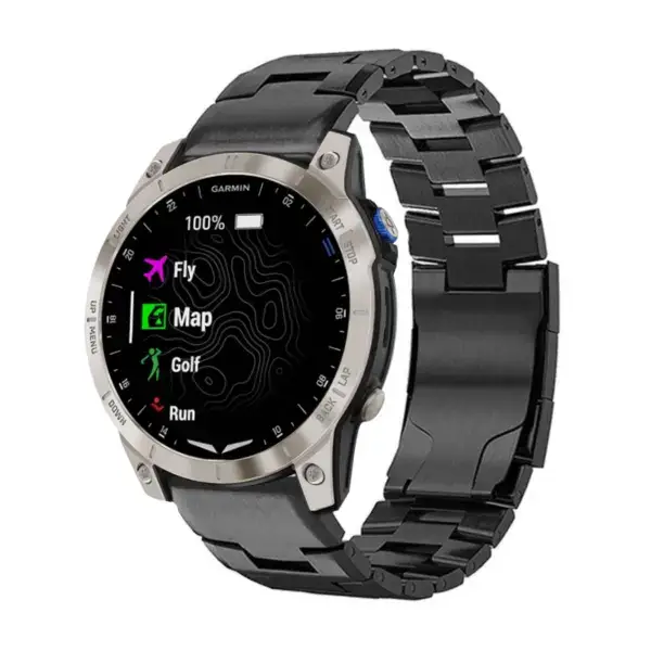 g.m14.mb Main Black StrapsCo Vented Titanium Bracelet for Garmin D2 Mach 1