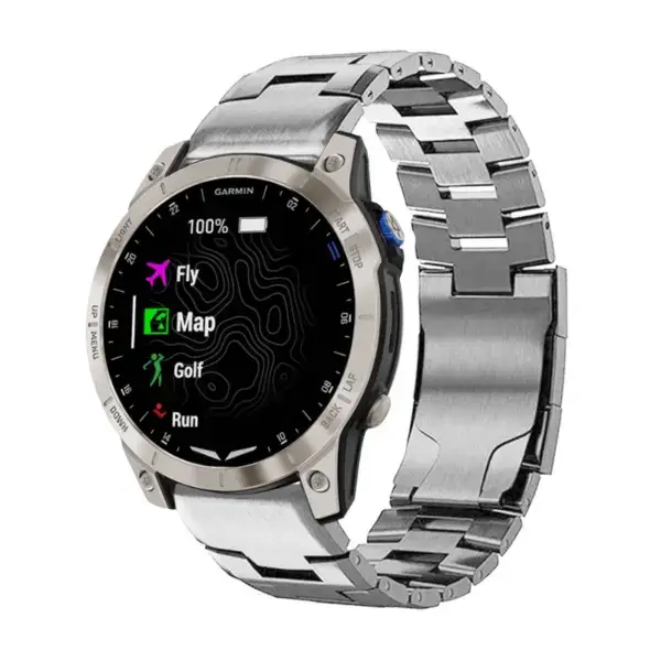 g.m14.ss Main Silver StrapsCo Vented Titanium Bracelet for Garmin D2 Mach 1
