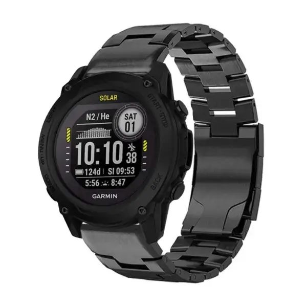 g.m14.mb Main Black StrapsCo Vented Titanium Bracelet for Garmin Descent G1