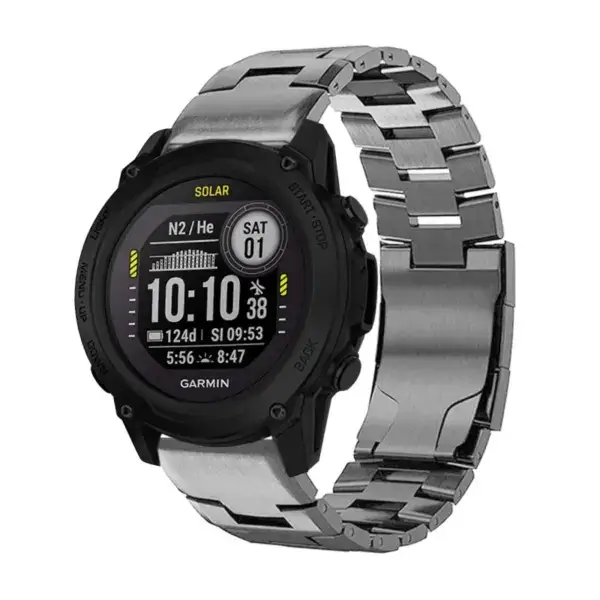 g.m14.gb Main Gunmetal StrapsCo Vented Titanium Bracelet for Garmin Descent G1