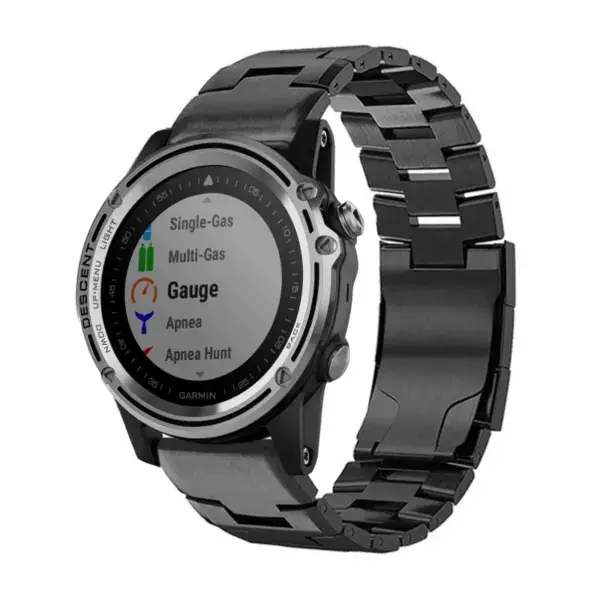 g.m14.mb Main Black StrapsCo Vented Titanium Bracelet for Garmin Descent Mk1