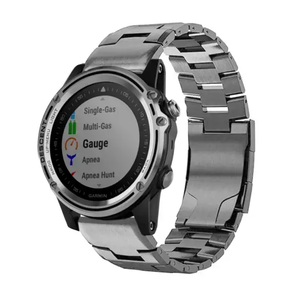 g.m14.gb Main Gunmetal StrapsCo Vented Titanium Bracelet for Garmin Descent Mk1