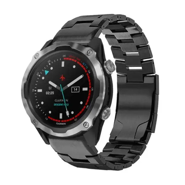 g.m14.mb Main Black StrapsCo Vented Titanium Bracelet for Garmin Descent Mk2