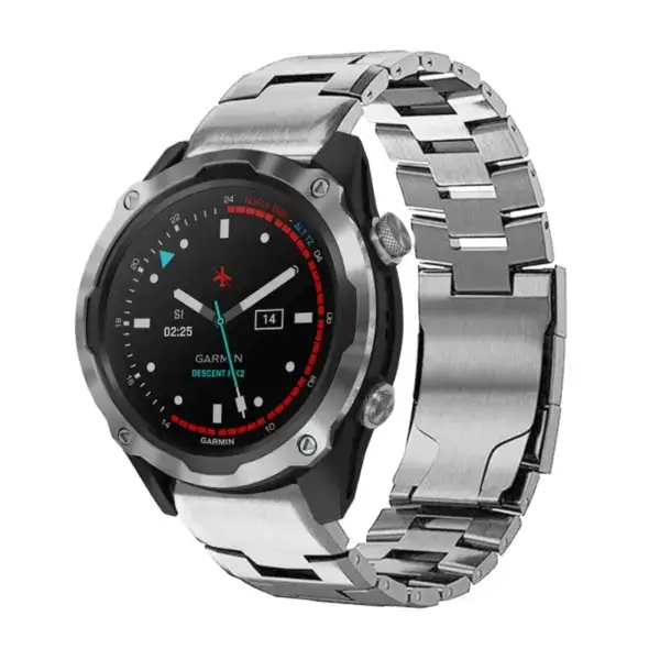 g.m14.ss Main Silver StrapsCo Vented Titanium Bracelet for Garmin Descent Mk2