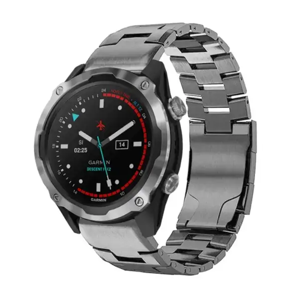 g.m14.gb Main Gunmetal StrapsCo Vented Titanium Bracelet for Garmin Descent Mk2